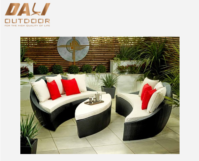 Chaise longue de jardin ronde en osier de meubles de Patio populaire/méridienne en rotin avec coussin