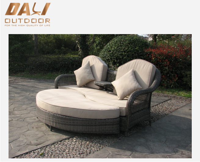 Ensemble de chaise longue d'extérieur 2 pièces en rotin PE et osier pour patio