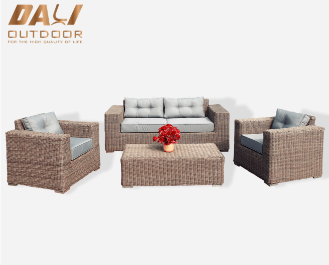 4 pcs Moderne En Osier En Plein Air En Rotin Meubles Jardin Patio Gaz Feu Canapé Ensemble