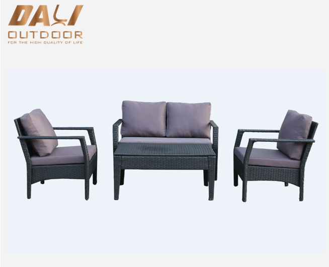 4pc PE rotin jardin canapé meubles 4 places ensemble mobilier d'extérieur canapé