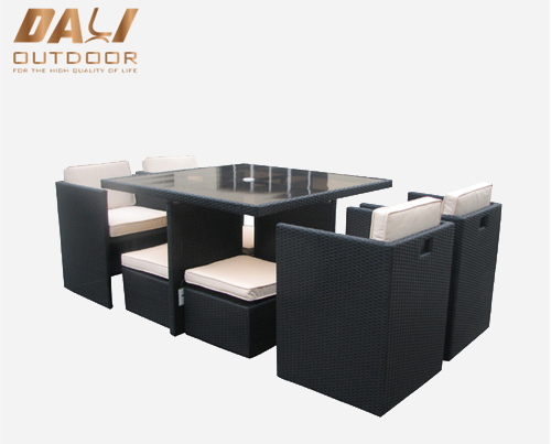 Hot 5 pcs Polyrattan Coussin Rotin Meubles Chaise et Table Jardin Patio PE Osier Rotin En Plein Air Table Ensemble À Manger Meubles