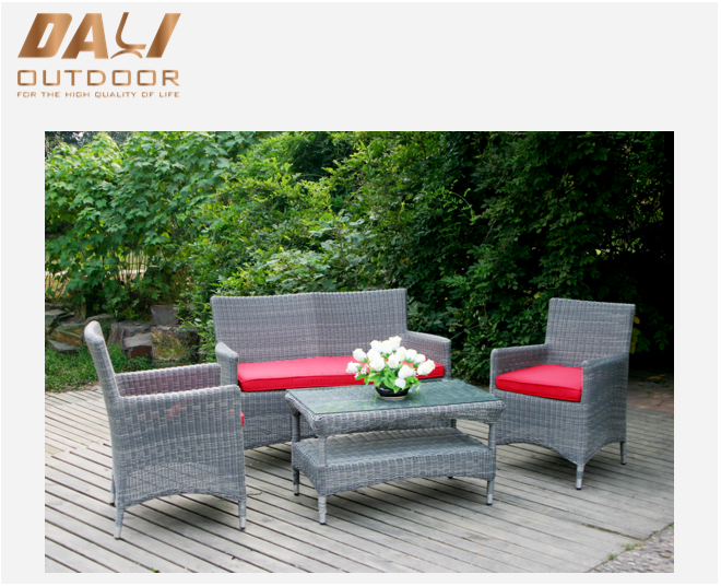 4 pièces en rotin pieds fins canapé ensemble mobilier de jardin patio